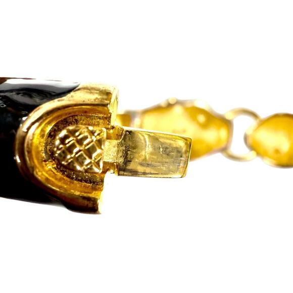 VTG Black Enamel Panther Door Knocker Bangle Bracelet Hinge Ciner Style - Picture 7 of 7